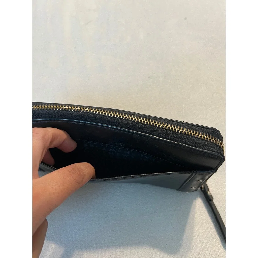 Kate Spade Black Leather Studded Zip Around Wallet Long Continental Clutch - Picture 9 of 14